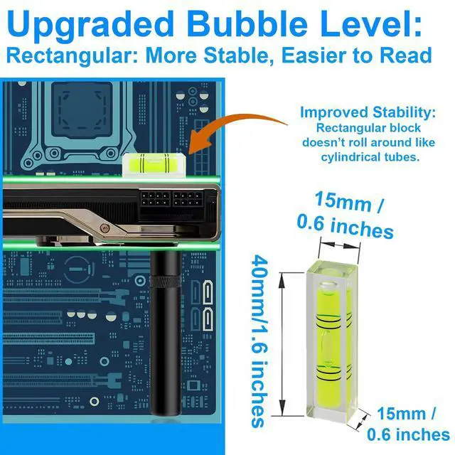 Alt view image 5 of 7 - Graphics Card GPU Support Bracket: GPU Sag Bracket Video Card Stand GPU Holder Graphics Card Support with Rectangular Bubble Level Black (L 74-120mm)