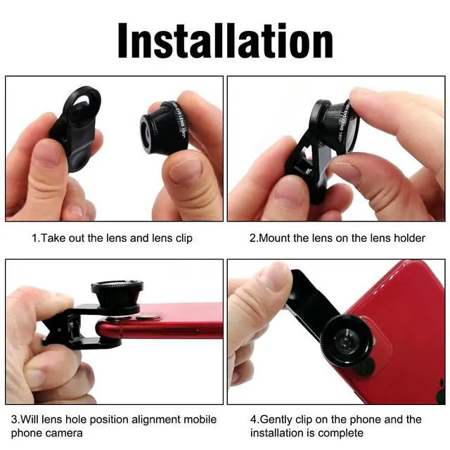 Alt view image 6 of 7 - Silver 3 in 1 Cell Phone Camera Lens Kit Wide Angle Macro Fisheye Lens Universal for Smart Phones iPhone Samsung Android(Silver)