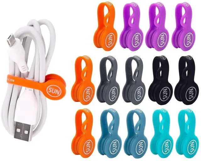 Main image of 6 Pack Magnetic Cord Organizers Cable Clips Cable Straps Silicone Twist Ties Colorful Headphone Cord Keeper Holder Manager Bookmark Whiteboard Fridge Magnet Keychain Gift Home,Office,School
