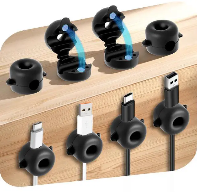 Main image of 8-Pack Magnetic Cable Management Clips for Home Office Desk, Cord Organizer