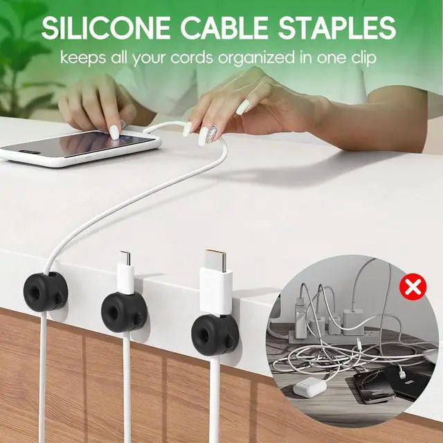 Alt view image 2 of 7 - 8-Pack Magnetic Cable Management Clips for Home Office Desk, Cord Organizer