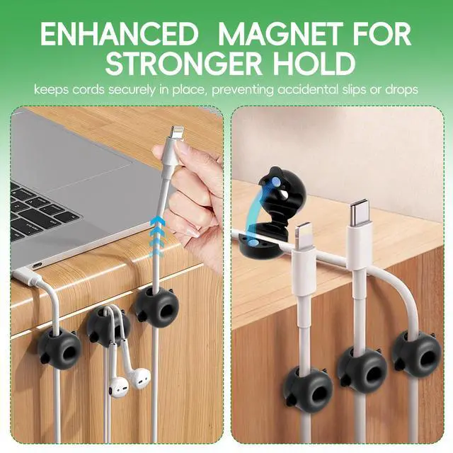 Alt view image 6 of 7 - 8-Pack Magnetic Cable Management Clips for Home Office Desk, Cord Organizer