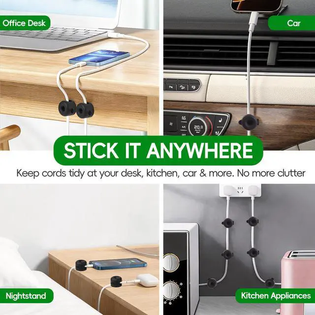 Alt view image 7 of 7 - 8-Pack Magnetic Cable Management Clips for Home Office Desk, Cord Organizer