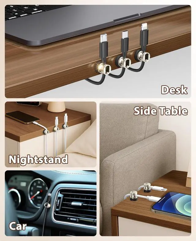 Alt view image 7 of 7 - Magnetic Cord Holder,3 Pack Charger Holders for Cords