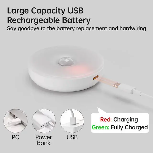 Alt view image 4 of 7 - Rechargeable Puck Light with Remote, Motion Sensor Night Light, LED Closet Light 3 Color Temps for Stairs, Kitchen, Cabinet (3 Packs)