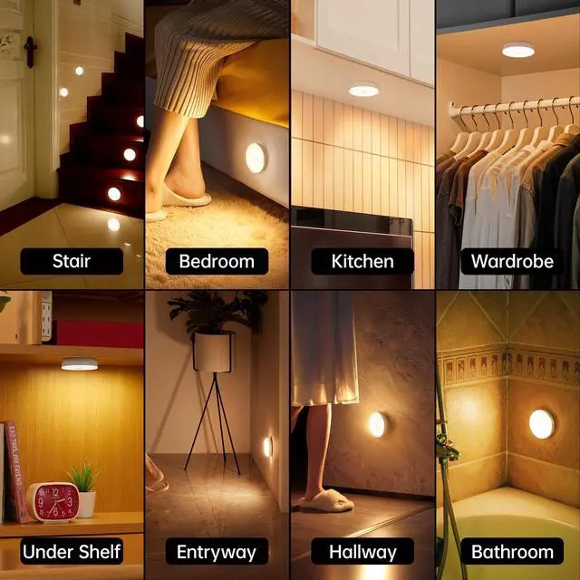 Alt view image 6 of 7 - Rechargeable Puck Light with Remote, Motion Sensor Night Light, LED Closet Light 3 Color Temps for Stairs, Kitchen, Cabinet (3 Packs)