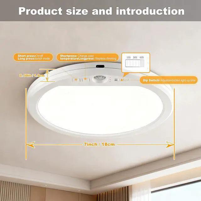 Alt view image 7 of 7 - Rechargeable Ceiling Light Wireless Motion Sensor Closet Light Indoor