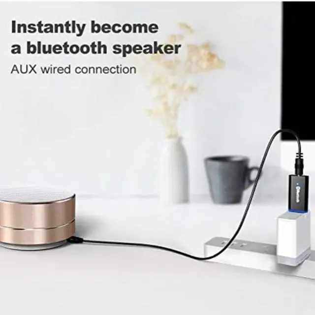 Alt view image 6 of 6 - USB Bluetooth Adapter, Bluetooth USB Audio Receiver Wireless Adapter for Home/Car Stereo System, Portable Speakers with AUX in & 3.5mm Cable (White)