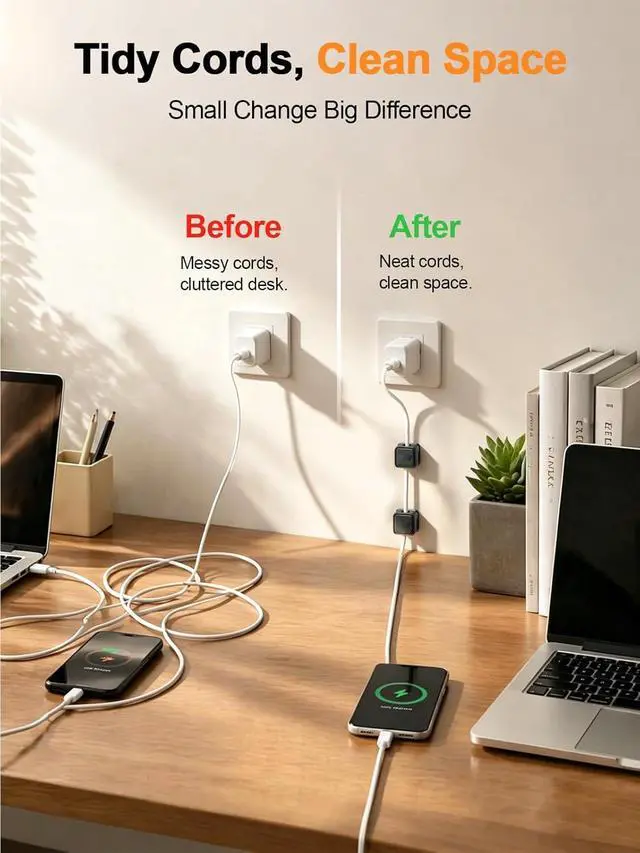 Alt view image 3 of 7 - 8 Pack Magnetic Cable Clips, Strong Adhesive Cord Organizer for Desk, Easy Open Cable Holder for Phone Chargers, USB, HDMI Wires, Cable Management for Home, Office, Car, Nightstand