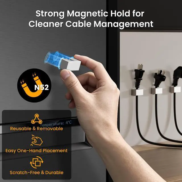 Alt view image 2 of 7 - Magnetic Charger Cable Clips 5Pack for Metal Surfaces,USB C Charging Metal Cord Holder with Strong Neodymium Magnet Cable Organizer,Reusable Wire Keeper for Desk,Office,Nightstand,File Cabinet,Silver