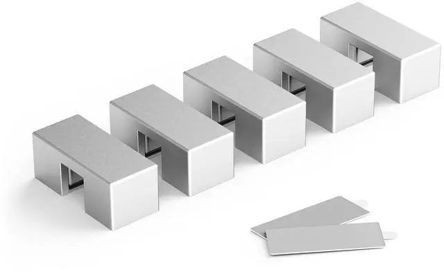 Main image of Magnetic Charger Cable Clips 5Pack for Metal Surfaces,USB C Charging Metal Cord Holder with Strong Neodymium Magnet Cable Organizer,Reusable Wire Keeper for Desk,Office,Nightstand,File Cabinet,Silver