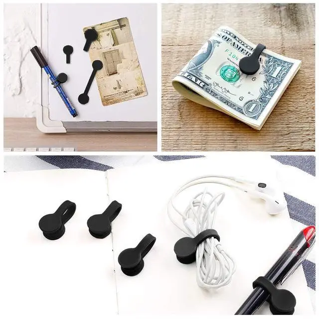 Alt view image 7 of 7 - Magnetic Cable Ties 6-Pack,Silicone Cord Ties Cable Clips,Black
