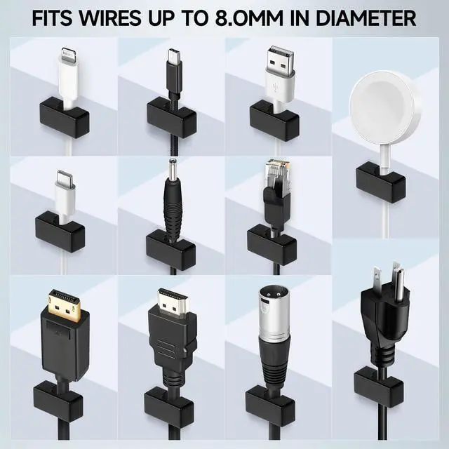 Alt view image 4 of 7 - 8 Pack Magnetic Cord Holder, Large Cable Clips - Strong Magnet Wire Management for Office, Under Desk, Nightstand, Car, Kitchen, Reusable Desk Cable Organizers