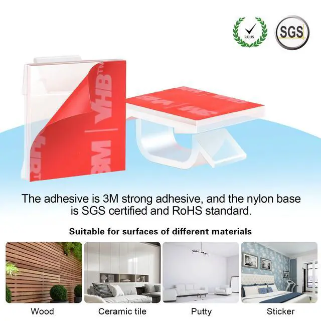 Alt view image 3 of 7 - 120PCS Adhesive Cable Wire Clips Clear, Outdoor Christmas Light Clips, Cable Holder Staples Cable Management Wire Organizer Cord for Under Desk, Car, Wall, TV PC Ethernet Cable