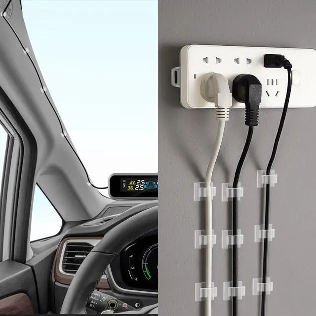 Alt view image 6 of 7 - 120PCS Adhesive Cable Wire Clips Clear, Outdoor Christmas Light Clips, Cable Holder Staples Cable Management Wire Organizer Cord for Under Desk, Car, Wall, TV PC Ethernet Cable
