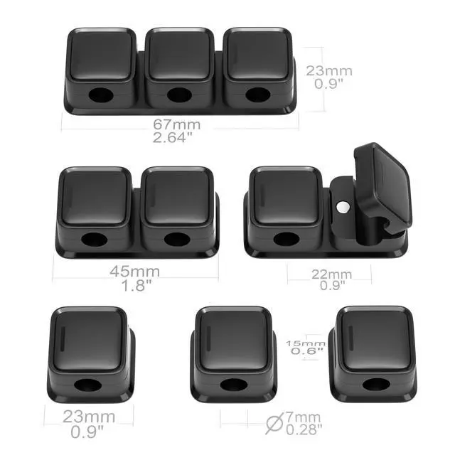 Alt view image 2 of 7 - Magnetic Cable Clips, 6 Pack 10-Slot Cord Organizer, Strong Phone Charging Cable Holder Clips, Wire Charger Keeper for Desk, Nightstand, Kitchen Appliances, Office Supplies (Black)