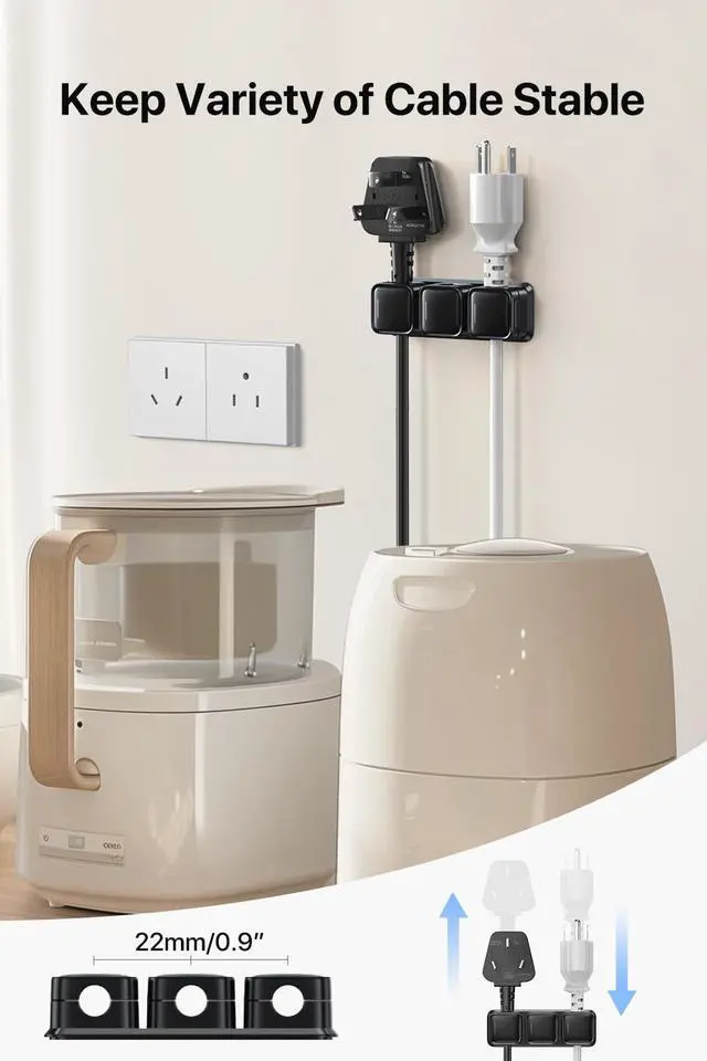 Alt view image 7 of 7 - Magnetic Cable Clips, 6 Pack 10-Slot Cord Organizer, Strong Phone Charging Cable Holder Clips, Wire Charger Keeper for Desk, Nightstand, Kitchen Appliances, Office Supplies (Black)