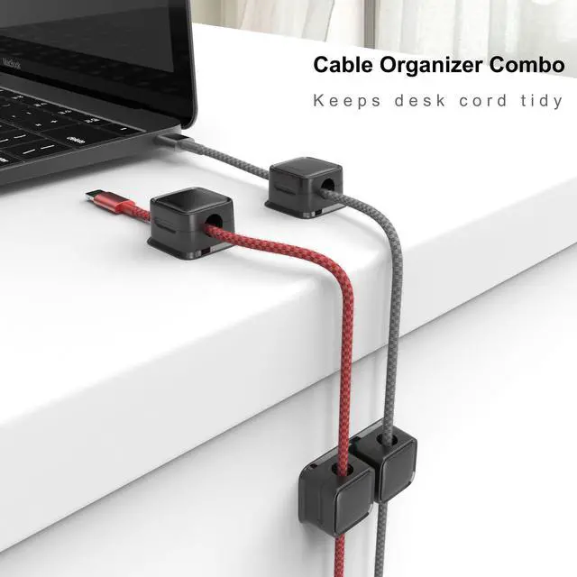 Alt view image 4 of 7 - Magnetic Cable Clips, 6 Pack 10-Slot Cord Organizer, Strong Phone Charging Cable Holder Clips, Wire Charger Keeper for Desk, Nightstand, Kitchen Appliances, Office Supplies (Black)
