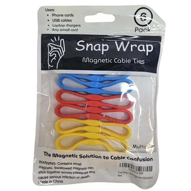 Alt view image 3 of 7 - Snap Wrap | Pro Silicone Magnetic Cable Organizer 6-Pack | Easy One-Hand Operation Cable Management Bands for Home, Office, and Travel | Tidy Cable and Wire Storage