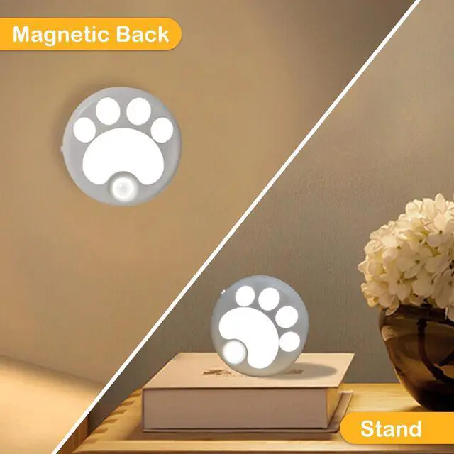 Alt view image 4 of 7 - Cat Paw Motion Sensor Night Light with Magnetic, USB Rechargeable & Cordless LED Lamp, Cute Kids Wall Light for Hallway, Bedroom, Nursery, Kitchen, Stairway