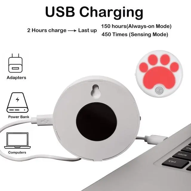 Alt view image 7 of 7 - Cat Paw Motion Sensor Night Light with Magnetic, USB Rechargeable & Cordless LED Lamp, Cute Kids Wall Light for Hallway, Bedroom, Nursery, Kitchen, Stairway