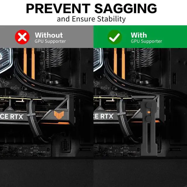 Alt view image 3 of 7 - GPU Support Bracket, Graphics Card Support,Video Card Holder Bracket,Adjustable GPU Anti Sag Brace 6-96mm (Black)