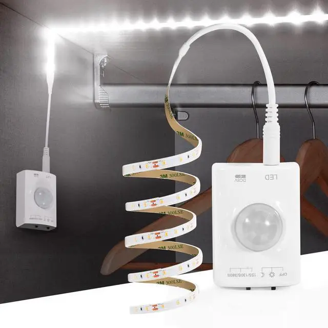 Main image of Rechargeable Under Cabinet Lighting, 2M Motion Sensor LED Light Strip, 6000K Cold White Night Light for Closet, Stairway, Stairs, Counter, Kitchen Cupboard, Bedroom, Bathroom