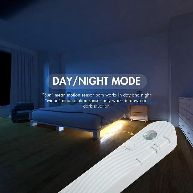 Alt view image 6 of 7 - Motion Sensor Strip Lights Rechargeable Motion Activated LED Strip Light Dimmable Cabinet Light Strip for Wardrobe, Cabinet, Pantry, Closet(1M, Cool White)
