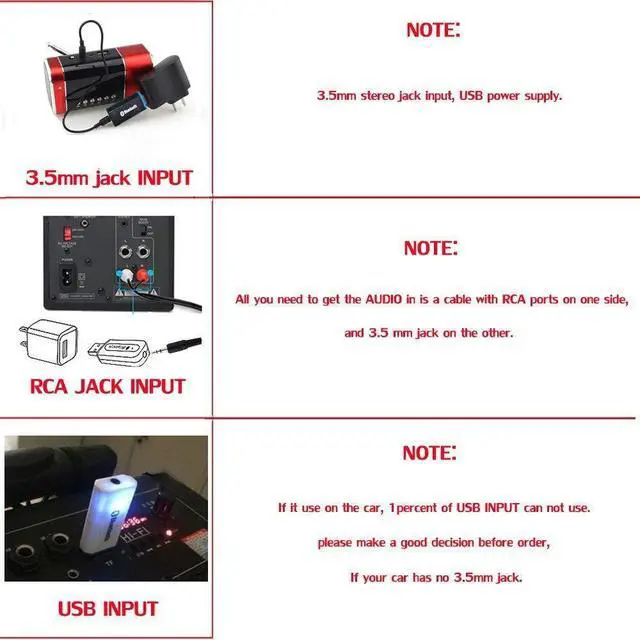 Alt view image 4 of 6 - USB Bluetooth Receiver Adapter,Wireless Audio Adapter, Car Kit Music Receiver Bluetooth Adapter Home/Car Stereo Sound System,Portable Speskers,(Aux in) with 3.5mm Cable (Yet-M1).