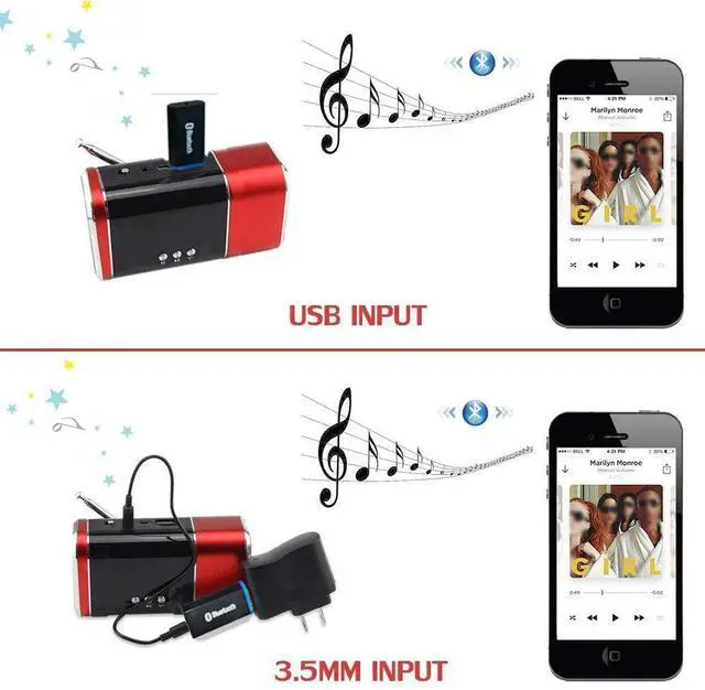 Alt view image 6 of 6 - USB Bluetooth Receiver Adapter,Wireless Audio Adapter, Car Kit Music Receiver Bluetooth Adapter Home/Car Stereo Sound System,Portable Speskers,(Aux in) with 3.5mm Cable (Yet-M1).