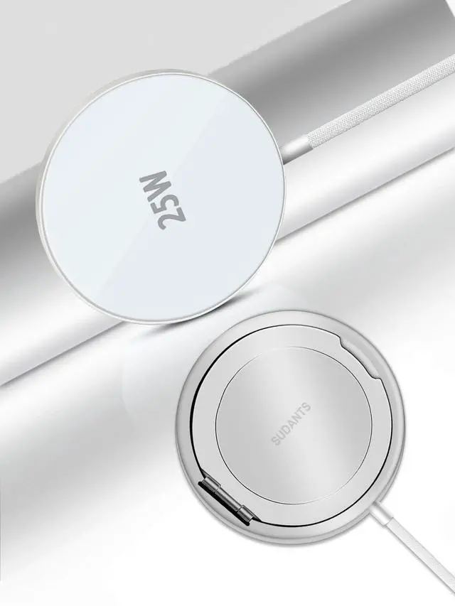 Alt view image 6 of 7 - MagSafe Charger 25W Magnetic Wireless Charger Fast Charging Pad with Folding Stand Compatible with iPhone 17/16/15/14/13/12 Series & AirPods 4/3/2/Pro Magnetic MagSafe Charging Pad-No Adapters