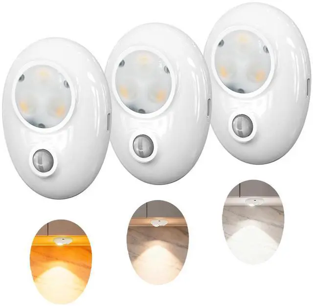 Main image of Pebble-Shaped Night Lights Motion Sensor Light - 3 Color Changing, Magnetic Mount Puck Light, Dimmable Rechargeable LED Wall Lighting for Closet, Kitchen, Shelf, Wall and Desk(3 Pack)