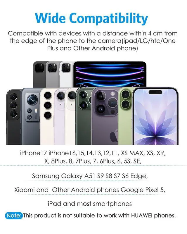 Alt view image 5 of 7 - Phone Camera Lens Kit, 0.45X Wide Angle + 15X Macro Lens