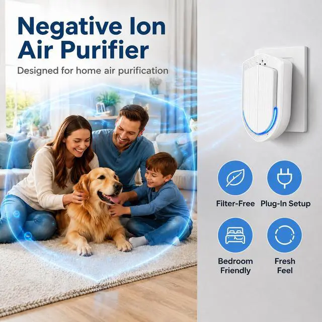 Alt view image 3 of 7 - Plug In Air Ionizers - 2 Pack Negative Ion Technology Air Purifier, Quiet Mini Air Freshener for Home, Bedroom, Office, Basement - Portable Air Purifiers for Odor, Dust, Smoke, Pet Smell White