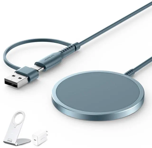Main image of Magnetic Wireless Charger Compatible with MagSafe Charger iPhone 16/15/14/13/12 Series, Wireless Mag Safe Charging Pad (Blue) with 20W PD Adapter and Desktop Stand