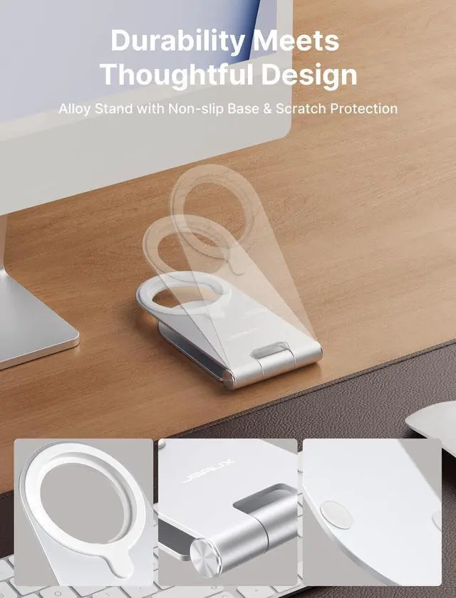 Alt view image 5 of 7 - Magnetic Wireless Charger Compatible with MagSafe Charger iPhone 16/15/14/13/12 Series, Wireless Mag Safe Charging Pad (Blue) with 20W PD Adapter and Desktop Stand