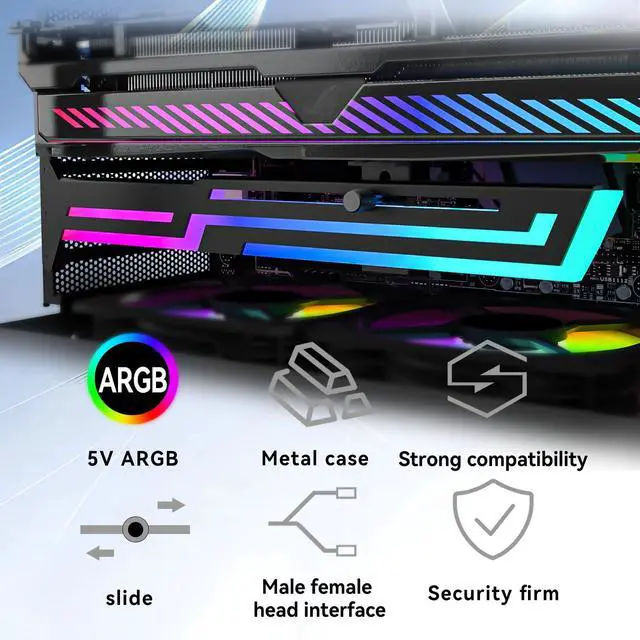 Alt view image 7 of 7 - ARGB GPU Support Bracket, Universal 16.8M RGB Modes Graphics Card GPU Brace Support, Multi Angle Adjustable GPU Sag Bracket for Video Cards, GPU Stand Built-in 5V3PIN Addressable RGB Strip