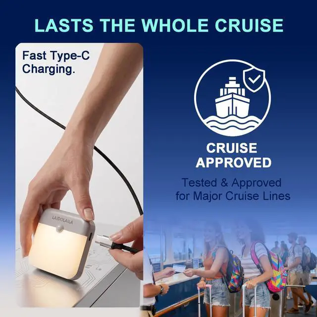 Alt view image 6 of 6 - 2 Pcs Magetic Night Light Motion Sensor Cruise Ship Approved with USB Cable LED Rechargeable Battery for Indoor Use in Bathroom Hallway Cabin Toilet Bed Stair for Travel Cruise Essentials 2026