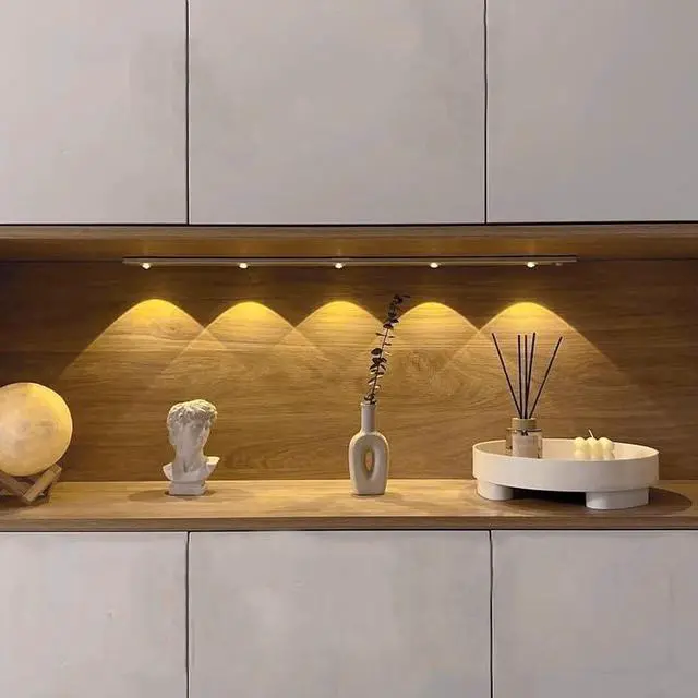 Main image of 3 Color LED Closet Light, "Hill-Peak" Under Cabinet Night Lights, Motion Sensor Activated, USB Rechargeable, Magnetic Indoor Light for Wine Cabinet, Shoe Cabinet. (15.75"(40cm))