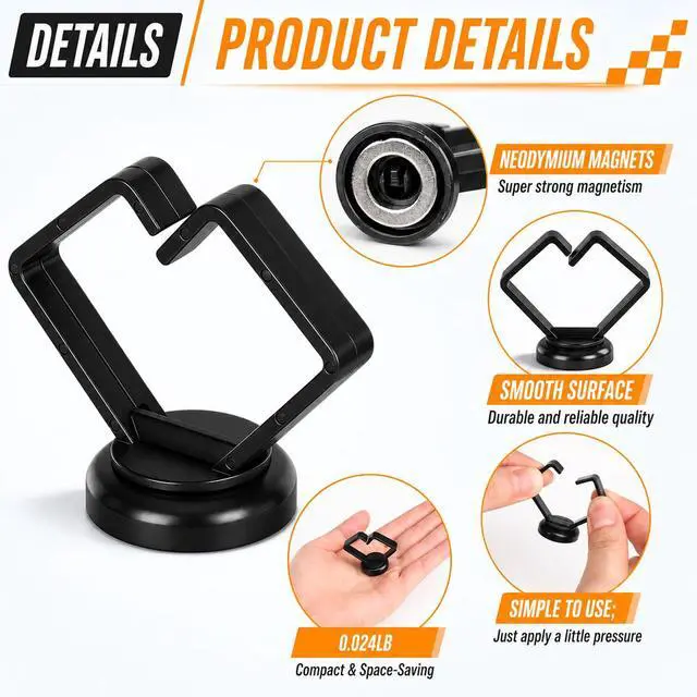 Alt view image 3 of 6 - 10 Pack Magnetic Cable Holder 23lbs Heavy Duty Zip Tie Mount Base 3/4" Magnetic Cable Organizer Clip Scratch-free Wire Management for Home Office Desk Server Rack Marine Electrical