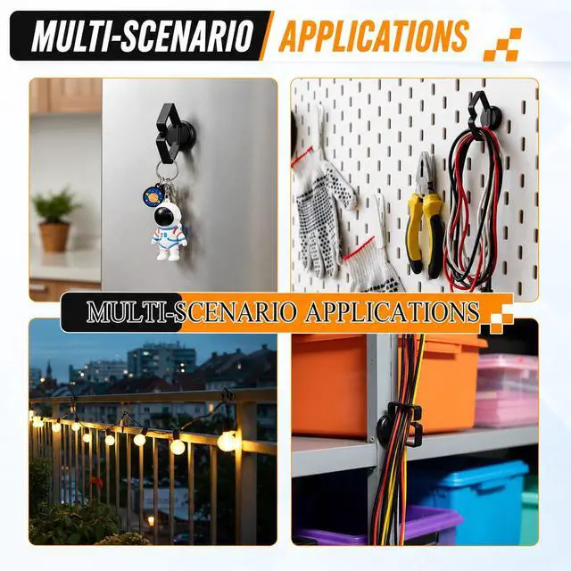 Alt view image 6 of 6 - 10 Pack Magnetic Cable Holder 23lbs Heavy Duty Zip Tie Mount Base 3/4" Magnetic Cable Organizer Clip Scratch-free Wire Management for Home Office Desk Server Rack Marine Electrical