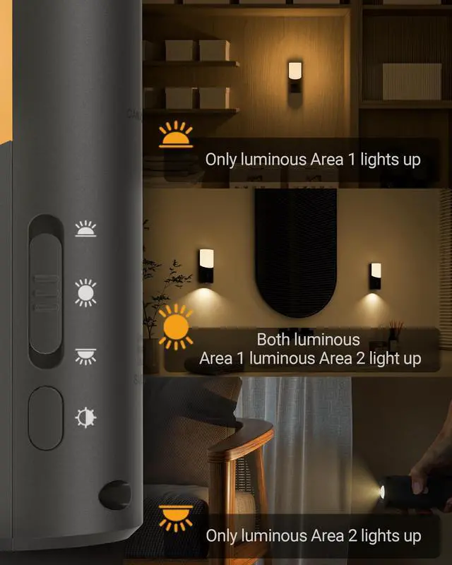Alt view image 2 of 7 - Motion Sensor Wall Sconce (2 Pack), Up & Down Dual Beam Rechargeable Night Light, 270-Day Battery Life, Wireless Magnetic Stick-on Hallway Lights, Dimmable LED for Stair, Bedroom, Bathroom