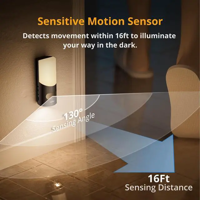 Alt view image 3 of 7 - Motion Sensor Wall Sconce (2 Pack), Up & Down Dual Beam Rechargeable Night Light, 270-Day Battery Life, Wireless Magnetic Stick-on Hallway Lights, Dimmable LED for Stair, Bedroom, Bathroom