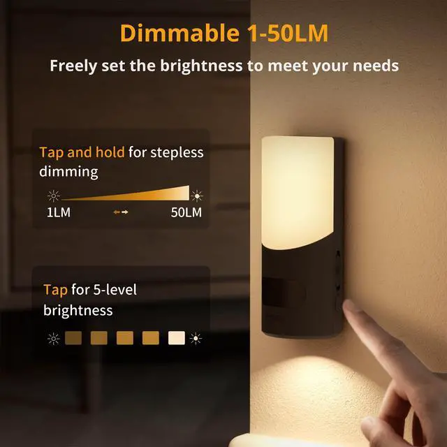 Alt view image 5 of 7 - Motion Sensor Wall Sconce (2 Pack), Up & Down Dual Beam Rechargeable Night Light, 270-Day Battery Life, Wireless Magnetic Stick-on Hallway Lights, Dimmable LED for Stair, Bedroom, Bathroom