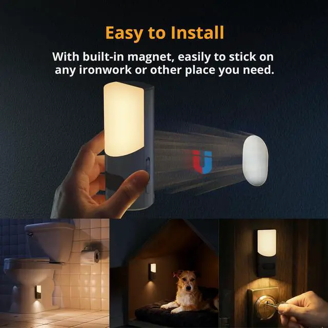 Alt view image 6 of 7 - Motion Sensor Wall Sconce (2 Pack), Up & Down Dual Beam Rechargeable Night Light, 270-Day Battery Life, Wireless Magnetic Stick-on Hallway Lights, Dimmable LED for Stair, Bedroom, Bathroom
