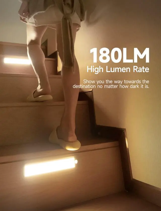 Alt view image 4 of 5 - Under Cabinet Lights, Rechargeable battery operated lighting , Wireless Motion Sensor Light indoor,4 Modes Night Light, Stick-On Magnetic Closet Lights for Kitchen, Hallway(2 Pack 40LED warm light)