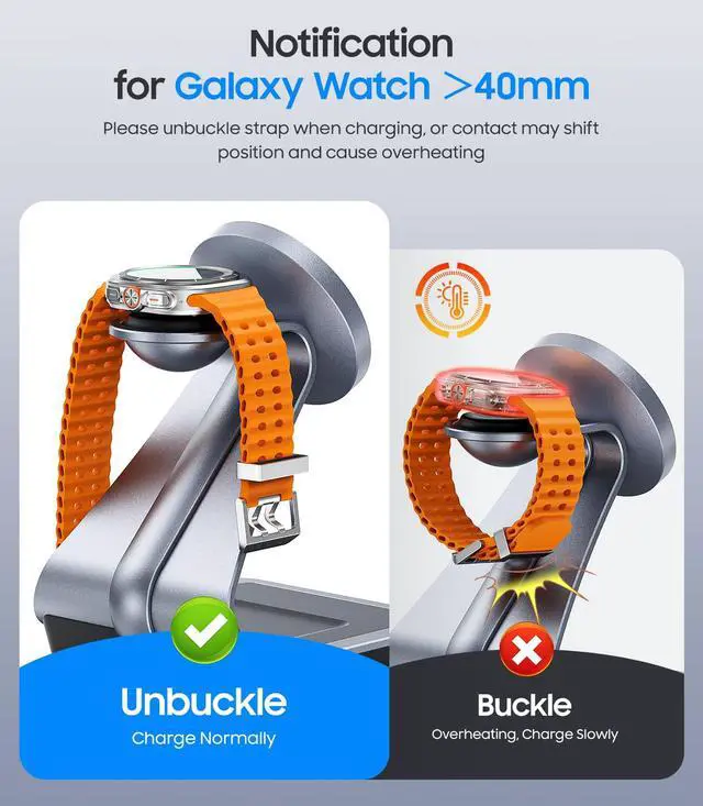 Alt view image 3 of 7 - Magnetic Wireless Charger for Samsung, 3 in 1 MagSafe Charging Station Aluminum Charger Stand for Galaxy S26/S25/Z Fold7/Z Flip7, Watch Charger Stand for Galaxy Watch Ultra 8 7, for Buds