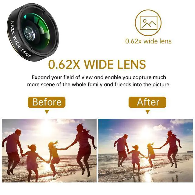 Alt view image 3 of 6 - 3-in-1 Smartphone Camera Lens Kit 0.62× Wide Angle + 25× Macro + 235° Fisheye, Universal Clip-On Lens for iPhone/Samsung/Android Phones, Travel & Vlog Friendly