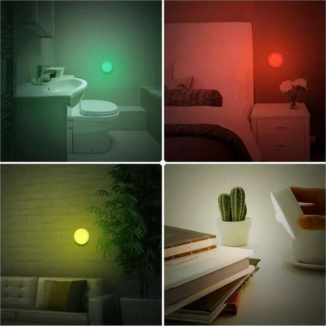 Alt view image 2 of 7 - Motion Sensor LED Night Light, Kids Night Light, USB Rechargeable, 8 Lighting Colors, 3 Working Modes, for Bedroom, Hallway, Cabinet, Closet, Stairs, etc, Magnetic Stick Anywhere (2 Pack)