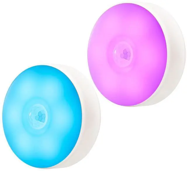 Main image of Motion Sensor LED Night Light, Kids Night Light, USB Rechargeable, 8 Lighting Colors, 3 Working Modes, for Bedroom, Hallway, Cabinet, Closet, Stairs, etc, Magnetic Stick Anywhere (2 Pack)